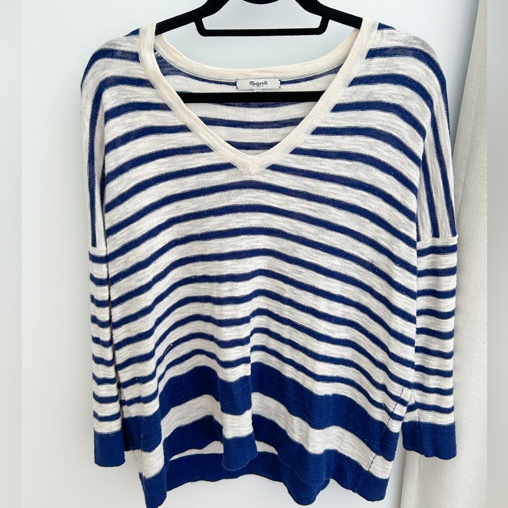 Madewell Navy and White Striped Sweater